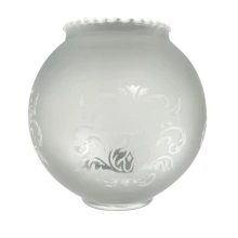 Abat-jour Boule haut. 135mm ø 140mm ø base 48mm – Verre satiné blanc gravé (lustre et applique)