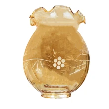 Abat-jour Tulipe haut. 140mm ø 105mm ø base 48mm – Verre ambré gravé (lustre et applique)