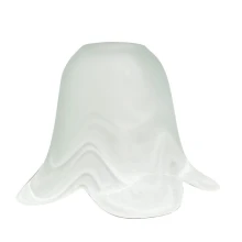 Abat-jour Tulipe haut. 120mm ø 143mm ø base 30mm – Verre satiné marbré blanc (lustre et applique)