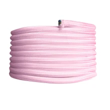 Câble électrique tissu rond long. 3m ø 6,2mm – H03VV-F 2x0,75mm2 – Rose (luminaire)