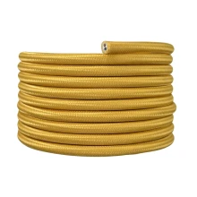 Câble électrique tissu rond long. 3m ø 6,2mm – H03VV-F 2x0,75mm2 – Jaune (luminaire)