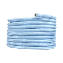 Câble électrique tissu rond long. 3m ø 6,2mm – H03VV-F 2x0,75mm2 – Bleu clair (luminaire)