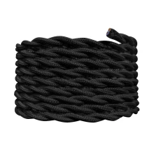 Câble électrique tissu torsadé long. 3m ø 6,2mm – H05V-K 2x0,75mm2 – Noir (luminaire)