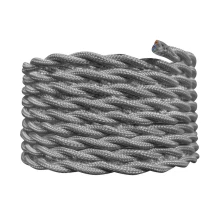 Câble électrique tissu torsadé long. 3m ø 6,2mm – H05V-K 2x0,75mm2 – Gris (luminaire)