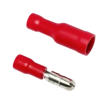 Cosses cylindriques isolées à sertir – Lot de 5 mâles et 5 femelles ø 4mm section 0,5 à 1,5mm2 – Rouge