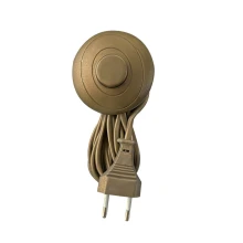 Cordon d’alimentation avec interrupteur à pied et fiche 2 pôles 2A 250V – Long. 3m H03VVH2-F 2x0,75mm2 – Doré (luminaire)