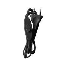 Cordon d’alimentation avec interrupteur et fiche 2 pôles 2A 250V – Long. 1m50 H03VVH2-F 2x0,75mm2 – Noir (luminaire)