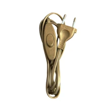 Cordon d’alimentation avec interrupteur et fiche 2 pôles 2A 250V – Long. 1m50 H03VVH2-F 2x0,75mm2 – Doré (luminaire)