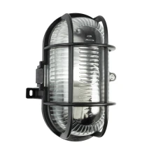 Hublot ovale KAFFA pour ampoule 60W maxi culot E27 – 230V direct – IP44 Noir (extérieur)