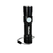 Mini lampe torche LED rechargeable USB 3W 250lm – Blanc froid 6500K – Faisceau lumineux réglable (intérieur/extérieur)