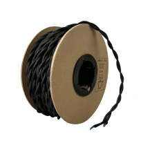 Câble électrique tissu torsadé bobine 25m ø 6,2mm – 2xH05VK 0,75mm2 – Noir (luminaire)