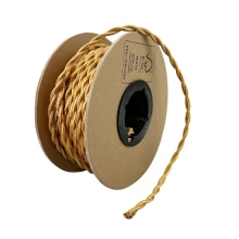 Câble électrique tissu torsadé bobine 25m ø 6,2mm – 2xH05VK 0,75mm2 – Doré antique (luminaire)