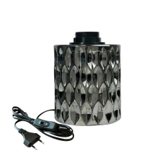 Lampe à poser Art déco E27 avec câble long. 1m50 avec interrupteur et fiche 2 pôles – Verre fumé (luminaire)