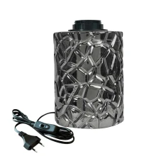 Lampe à poser Art déco E27 avec câble long. 1m50 avec interrupteur et fiche 2 pôles – Verre fumé (luminaire)