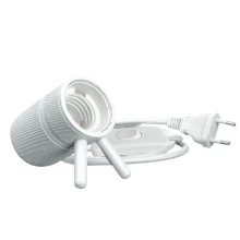 Douille métal à poser E27 avec câble tissu long. 1m50 avec interrupteur et fiche 2 pôles – Blanc (luminaire)