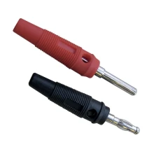 Lot de 2 fiches bananes mâles isolées broches ø 4mm – 24A 30V – Connexion du fil par vis