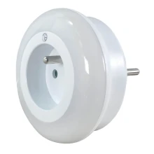 Veilleuse LED CORENSI à brancher – 0,5W blanc chaud 3500K – Crépusculaire et prise 2P+T disponible à l'avant – Blanc (intérieur)