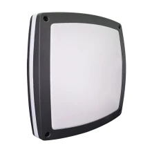 Hublot carré ISIDA – Compatible tous types d'ampoules culot E27 2x23W maxi 30x30cm – IP54 Aluminium gris (extérieur)