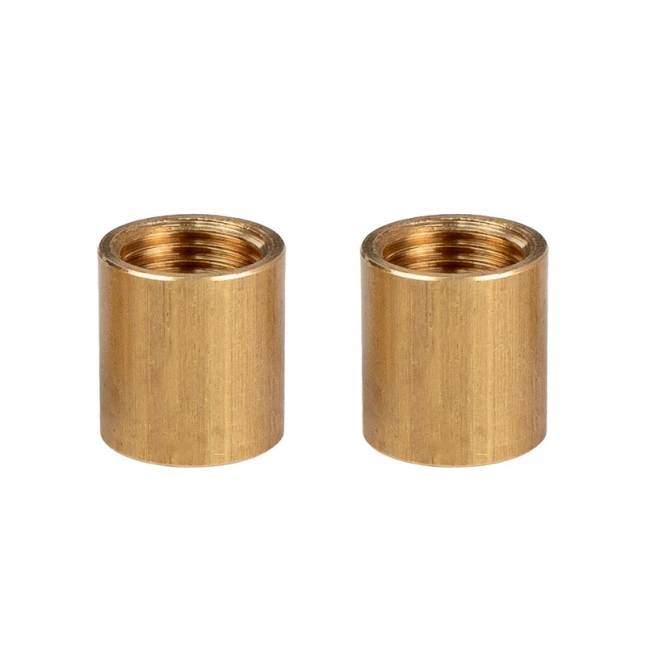 Lot de 2 raccords double femelle pas 10x1 ø 12mm haut. 13mm – passage de câble ø 10mm – Laiton (montage luminaire) (photo n°1)