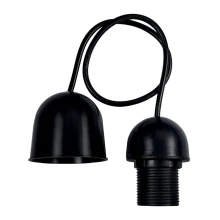 Suspension pour abat-jour avec douille E27 60W maxi – Câble 55 cm, pavillon ø 70mm haut. 70mm – Plastique noir (luminaire)