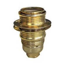 Douille E14 filetée avec 2 bagues pour abat-jour – 2A 250V – Métal finition dorée (luminaire)