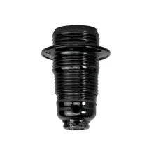 Douille E14 filetée avec 2 bagues pour abat-jour – 2A 250V – Métal noir perle (luminaire)