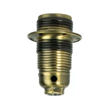 Douille E14 filetée avec 2 bagues pour abat-jour – 2A 250V – Métal finition bronze antique (luminaire)
