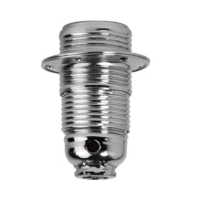 Douille E14 filetée avec 2 bagues pour abat-jour – 2A 250V – Métal finition chromée (luminaire)
