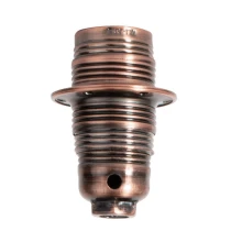 Douille E14 filetée avec 2 bagues pour abat-jour – 2A 250V – Métal finition cuivre (luminaire)