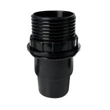 Douille E14 demi-filetée avec bague de fixation pour abat-jour – 2A 250V – Plastique noir PBT (luminaire)