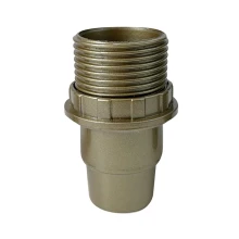 Douille E14 demi-filetée avec bague de fixation pour abat-jour – 2A 250V – Plastique doré PBT (luminaire)