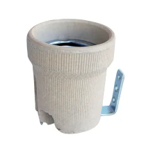 Douille E27 filetée à support équerre – 4A 250V – Céramique (applique, hublot)