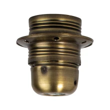 Douille E27 filetée avec 2 bagues pour abat-jour – 4A 250V – A connecter à la terre – Métal finition bronze antique (luminaire)