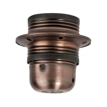 Douille E27 filetée avec 2 bagues pour abat-jour – 4A 250V – A connecter à la terre – Métal finition cuivre antique (luminaire)
