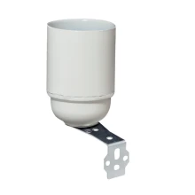 Douille E27 à support équerre – 4A 250V – Plastique blanc PBT (applique, hublot)