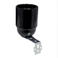 Douille E27 à support équerre – 4A 250V – Plastique noir PBT (applique, hublot)