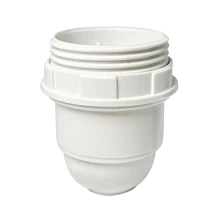 Douille E27 demi-filetée avec bague de fixation pour abat-jour – 4A 250V – Plastique blanc PBT (luminaire)
