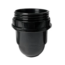 Douille E27 demi-filetée avec bague de fixation pour abat-jour – 4A 250V – Plastique noir PBT (luminaire)
