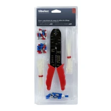Coffret pince à sertir, dénuder couper mesurer – assortiment de 50 cosses rouges et bleues, 60 colliers de câblage (câblage)