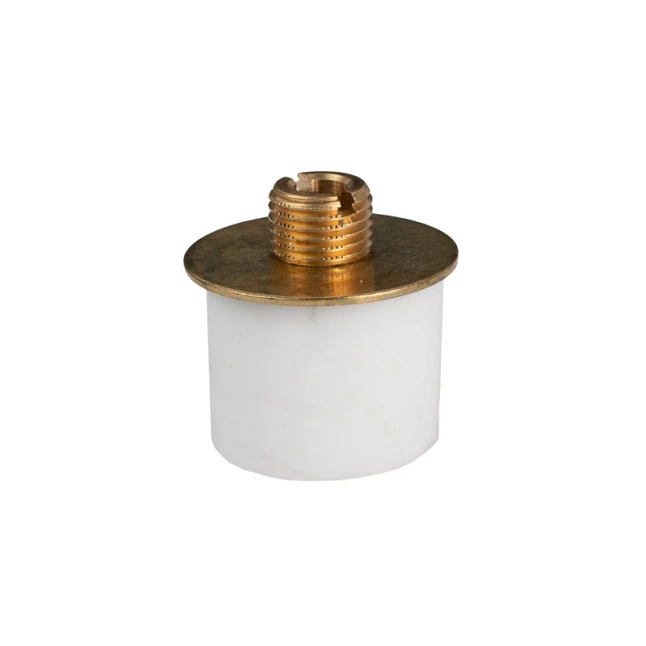 Raccord adaptateur bouteille mâle pas 10x1 ø22-24mm, passage câble ø5,6mm – Caoutchouc et support laiton (montage luminaire) (photo n°1)