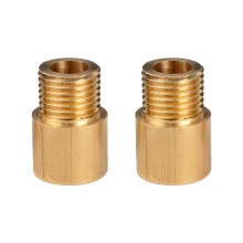 2 raccords transformateurs de pas mâle 11mm/femelle 10x1, ø13mm H.18mm – passage de câble ø 7mm – Laiton (montage luminaire)