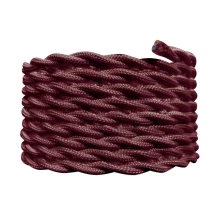 Câble électrique tissu torsadé long. 3m ø 6,2mm – 2xH05VK 0,75mm2 – Lie de vin (luminaire)