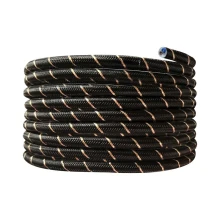 Câble électrique tissu rond long. 3m ø 6,2mm – H03VV-F 2x0,75mm2 – Noir & doré (luminaire)