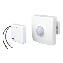 Détecteur de mouvement infrarouge sans fil à piles fournies, module récepteur – 300W max, portée 8m, angle 120° (intérieur)