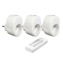 Kit 3 prises commandées à distance avec télécommande - allumage/extinction de 3 appareils 2300W max, portée 30m (int.)