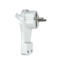 Fiche mâle 2 pôles + terre 6A 250V – Blanc (luminaires et appareils de classe I)