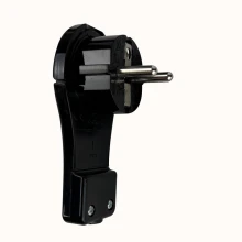 Fiche mâle extra plate 2 pôles + terre 6A 250V – Noir (luminaires et appareils de classe I)